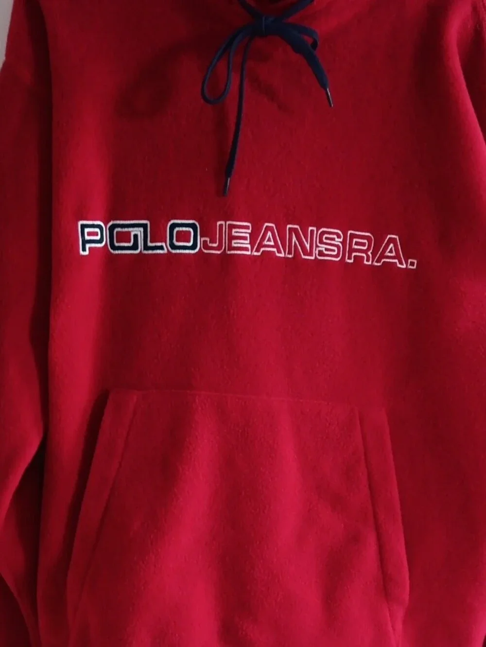 Polo by Ralph Lauren Red Fleece Hoodie with Navy Drawcords